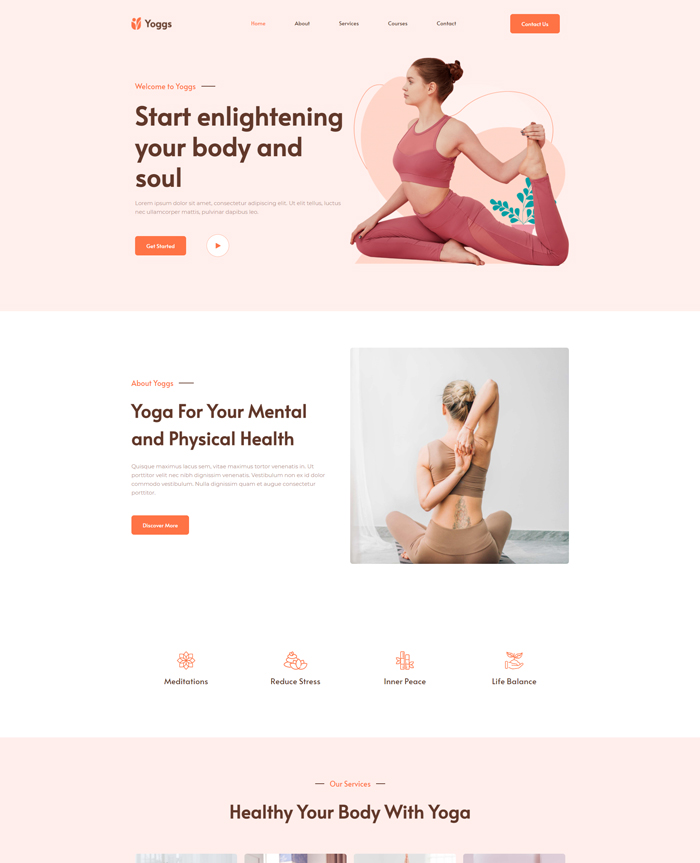 Cheap Website Design Template for a Yoga Studio Website
